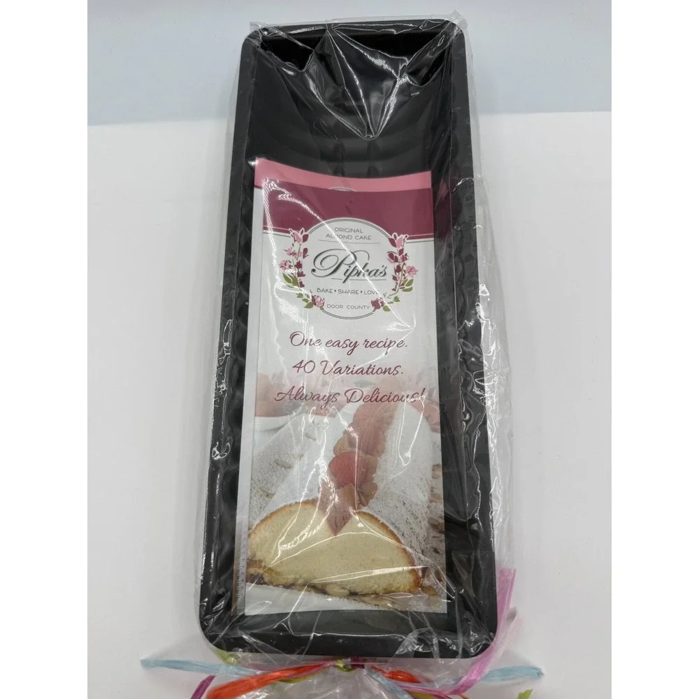 Fluted Loaf Cake Pan Scandinavian Almond Non-Stick Recipe Gift Set w/Knife
